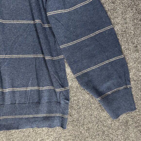 Banana Republic Sweater Mens XL Blue Stripe Luxury Blend Silk Cashmere Cotton - Picture 2 of 7